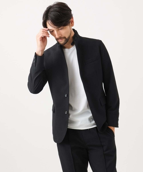 MICHEL KLEIN HOMME (ミッシェルクランオム)の「【セットアップ】ビックへリンボンコンバーチブルジャケット(テーラードジャケット・メンズ・ブラック・MEDIUM/LARGE/X-LARGE)」の15枚目の写真