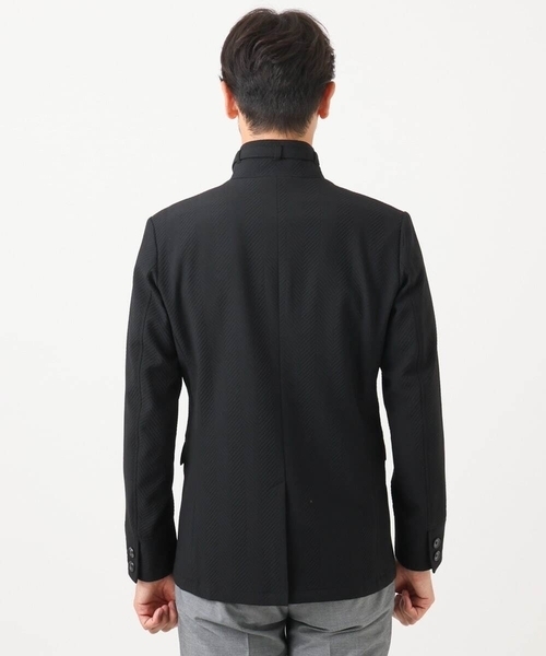 MICHEL KLEIN HOMME (ミッシェルクランオム)の「【セットアップ】ビックへリンボンコンバーチブルジャケット(テーラードジャケット・メンズ・ブラック・MEDIUM/LARGE/X-LARGE)」の4枚目の写真