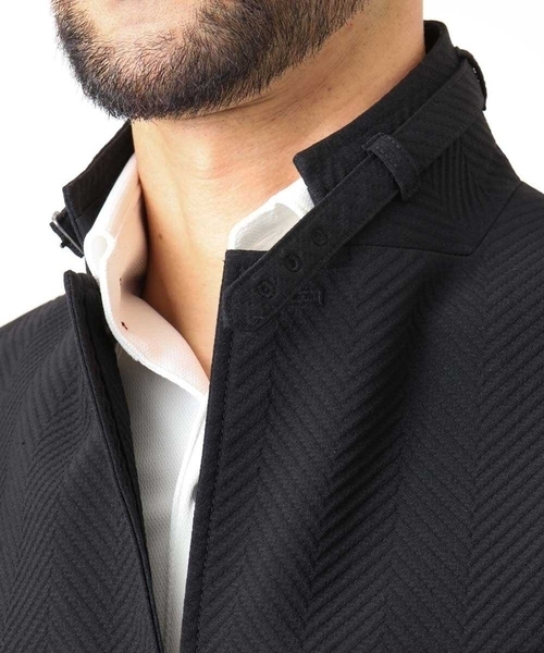 MICHEL KLEIN HOMME (ミッシェルクランオム)の「【セットアップ】ビックへリンボンコンバーチブルジャケット(テーラードジャケット・メンズ・ブラック・MEDIUM/LARGE/X-LARGE)」の7枚目の写真