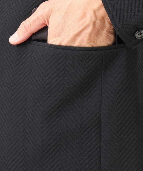MICHEL KLEIN HOMME (ミッシェルクランオム)の「【セットアップ】ビックへリンボンコンバーチブルジャケット(テーラードジャケット・メンズ・ブラック・MEDIUM/LARGE/X-LARGE)」の10枚目の写真