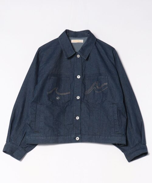 Kahiko(カヒコ)の「【Kahiko】SURF&Palms テイクストレッチデニムジャケット(デニムジャケット・レディース・ライトブルー/ブラック/ネイビー・FREE)」の3枚目の写真