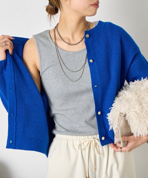 Jena espace merveilleux（ジェナ　エスパスメルヴェイユ）の「【垢抜けインナー】リブタンクトップ（キャミソール・レディース・オフホワイト/グレー/ベージュ・FREE）」の3枚目の写真