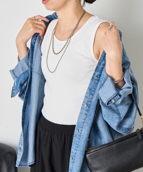 Jena espace merveilleux（ジェナ　エスパスメルヴェイユ）の「【垢抜けインナー】リブタンクトップ（キャミソール・レディース・オフホワイト/グレー/ベージュ・FREE）」の5枚目の写真