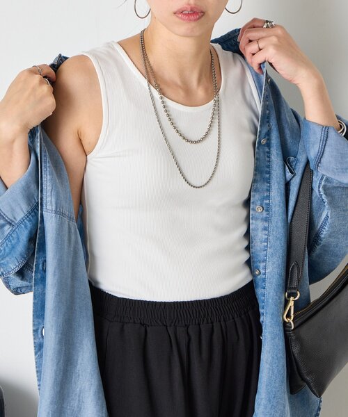 Jena espace merveilleux（ジェナ　エスパスメルヴェイユ）の「【垢抜けインナー】リブタンクトップ（キャミソール・レディース・オフホワイト/グレー/ベージュ・FREE）」の6枚目の写真