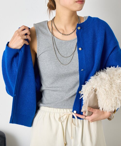 Jena espace merveilleux（ジェナ　エスパスメルヴェイユ）の「【垢抜けインナー】リブタンクトップ（キャミソール・レディース・オフホワイト/グレー/ベージュ・FREE）」の9枚目の写真