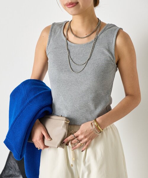Jena espace merveilleux（ジェナ　エスパスメルヴェイユ）の「【垢抜けインナー】リブタンクトップ（キャミソール・レディース・オフホワイト/グレー/ベージュ・FREE）」の11枚目の写真