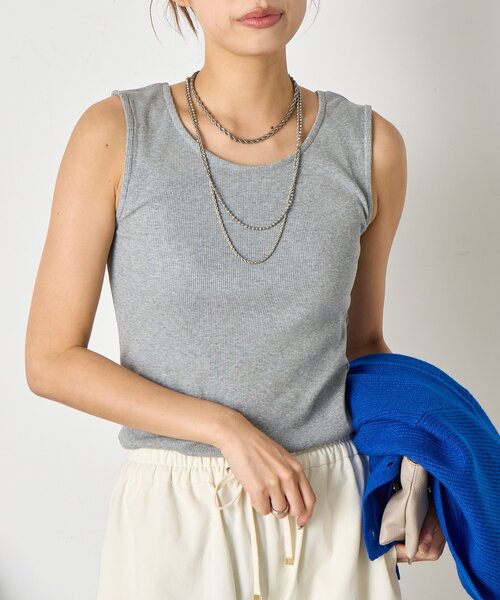 Jena espace merveilleux（ジェナ　エスパスメルヴェイユ）の「【垢抜けインナー】リブタンクトップ（キャミソール・レディース・オフホワイト/グレー/ベージュ・FREE）」の12枚目の写真