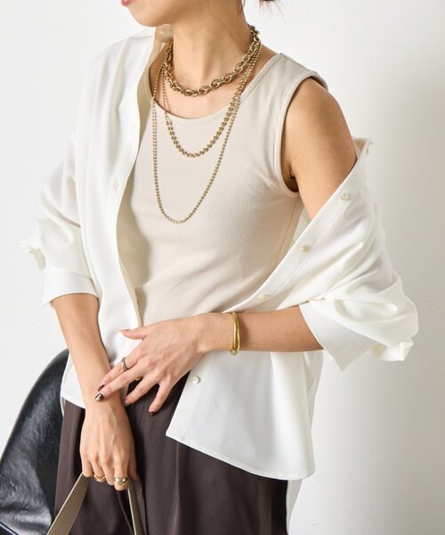 Jena espace merveilleux（ジェナ　エスパスメルヴェイユ）の「【垢抜けインナー】リブタンクトップ（キャミソール・レディース・オフホワイト/グレー/ベージュ・FREE）」の15枚目の写真