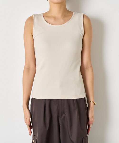 Jena espace merveilleux（ジェナ　エスパスメルヴェイユ）の「【垢抜けインナー】リブタンクトップ（キャミソール・レディース・オフホワイト/グレー/ベージュ・FREE）」の21枚目の写真