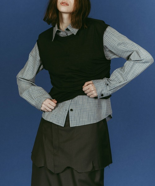 Knuth Marf(クヌースマーフ)の「【Knuth Marf】クヌースマーフ 2WAY layered compact shirt(シャツ/ブラウス・レディース・チャコールグレー/ネイビー・FREE)」の21枚目の写真