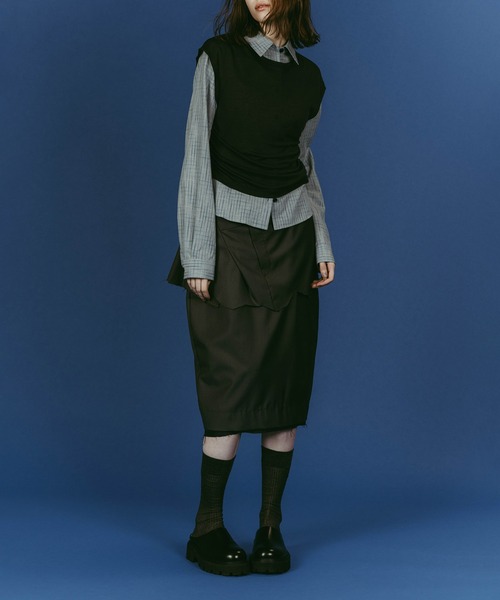 Knuth Marf(クヌースマーフ)の「【Knuth Marf】クヌースマーフ 2WAY layered compact shirt(シャツ/ブラウス・レディース・チャコールグレー/ネイビー・FREE)」の3枚目の写真