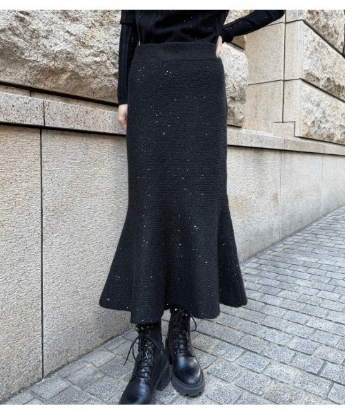 Desert　Rose（デザートローズ）の「【DESERT ROSE/デザートローズ】ラメスパンコールマーメイドニットスカート（スカート・レディース・ブラック/グレー・FREE）」の13枚目の写真
