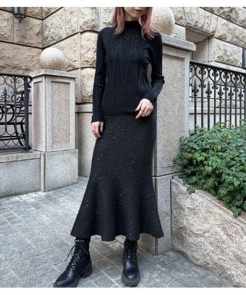 Desert　Rose（デザートローズ）の「【DESERT ROSE/デザートローズ】ラメスパンコールマーメイドニットスカート（スカート・レディース・ブラック/グレー・FREE）」の11枚目の写真
