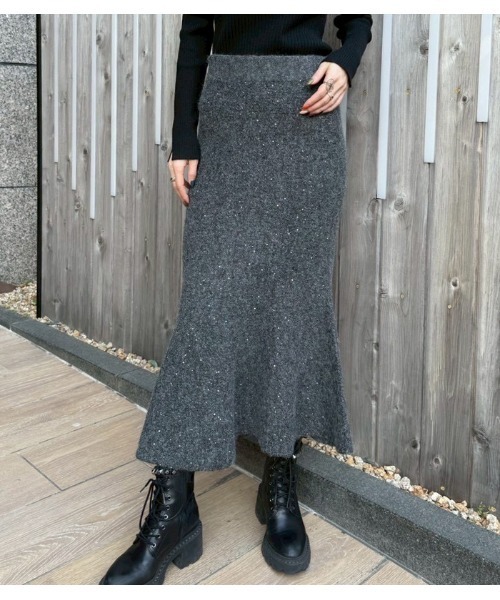 Desert　Rose（デザートローズ）の「【DESERT ROSE/デザートローズ】ラメスパンコールマーメイドニットスカート（スカート・レディース・ブラック/グレー・FREE）」の14枚目の写真