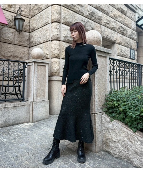Desert　Rose（デザートローズ）の「【DESERT ROSE/デザートローズ】ラメスパンコールマーメイドニットスカート（スカート・レディース・ブラック/グレー・FREE）」の5枚目の写真