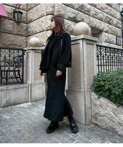 Desert　Rose（デザートローズ）の「【DESERT ROSE/デザートローズ】ラメスパンコールマーメイドニットスカート（スカート・レディース・ブラック/グレー・FREE）」の8枚目の写真