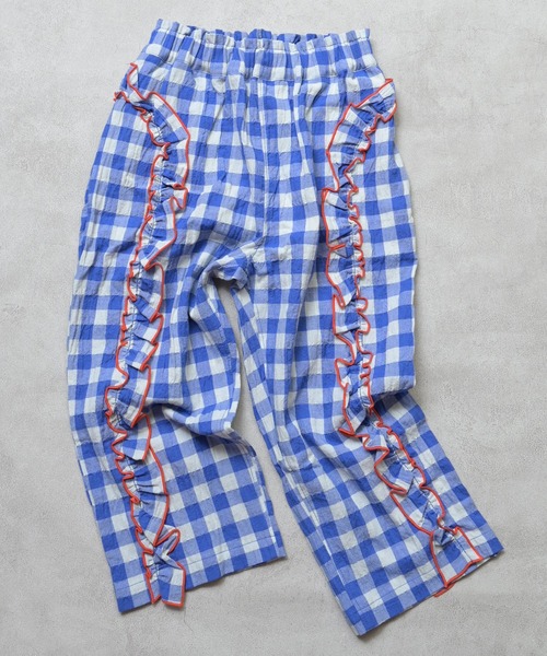 MARKEY'S(マーキーズ)の「ギンガムラウンドフリルロングパンツ(その他パンツ・キッズ・オレンジ/ブラック/ブルー/レッド・100/150/140/120/110/90/130)」の3枚目の写真