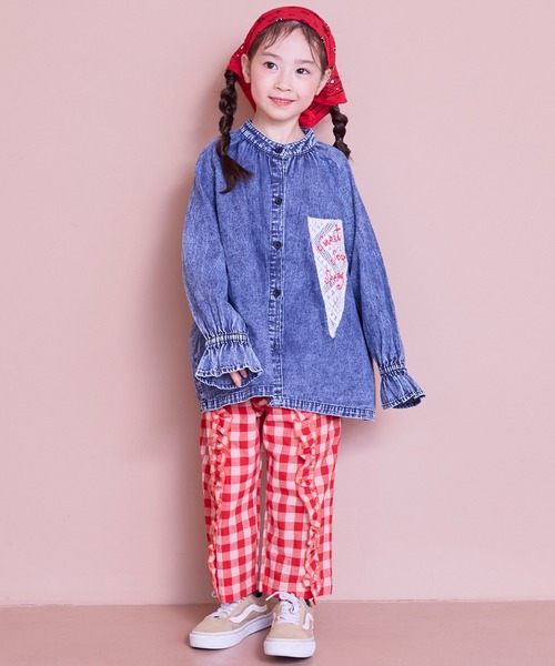 MARKEY'S(マーキーズ)の「ギンガムラウンドフリルロングパンツ(その他パンツ・キッズ・オレンジ/ブラック/ブルー/レッド・100/150/140/120/110/90/130)」の7枚目の写真