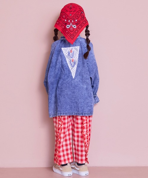 MARKEY'S(マーキーズ)の「ギンガムラウンドフリルロングパンツ(その他パンツ・キッズ・オレンジ/ブラック/ブルー/レッド・100/150/140/120/110/90/130)」の9枚目の写真