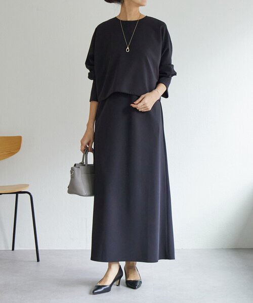 LIVETART（リヴェタート）の「《LIVETART》ダブルクロスコンビワンピース（ワンピース・レディース・ブラック・FREE）」の2枚目の写真