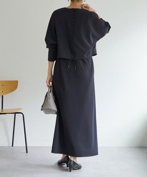 LIVETART（リヴェタート）の「《LIVETART》ダブルクロスコンビワンピース（ワンピース・レディース・ブラック・FREE）」の4枚目の写真