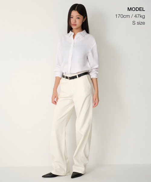 MUSINSA STANDARD WOMAN（ムシンサスタンダードウーマン）の「ウィメンズリラックスドオックスフォードシャツ[ホワイト]（シャツ/ブラウス・レディース・その他・SMALL/MEDIUM/LARGE/X-SMALL）」の4枚目の写真