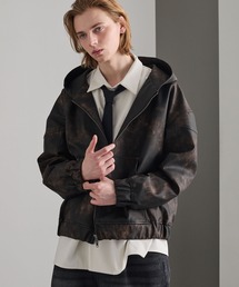 cussil（クシル）の「【cussil/クシル】ヴィンテージライク合皮フードブルゾン（ブルゾン）」