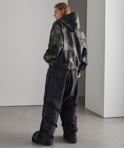 cussil(クシル)の「【cussil/クシル】ヴィンテージライク合皮フードブルゾン(ブルゾン・メンズ・ブラック/ブラウン・S/M/L)」の3枚目の写真