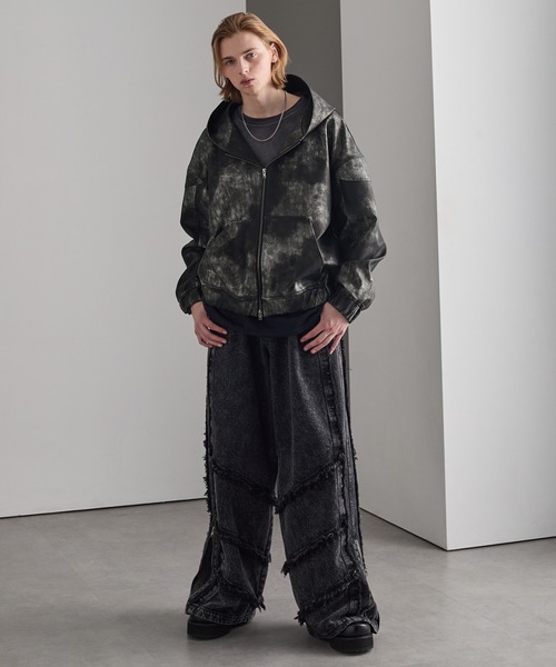 cussil(クシル)の「【cussil/クシル】ヴィンテージライク合皮フードブルゾン(ブルゾン・メンズ・ブラック/ブラウン・S/M/L)」の7枚目の写真