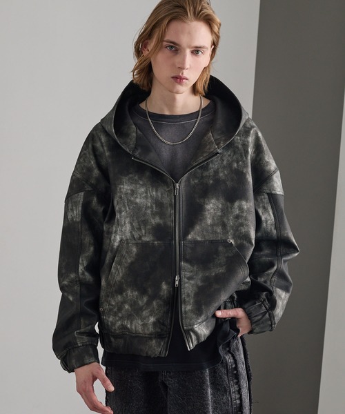 cussil(クシル)の「【cussil/クシル】ヴィンテージライク合皮フードブルゾン(ブルゾン・メンズ・ブラック/ブラウン・S/M/L)」の9枚目の写真