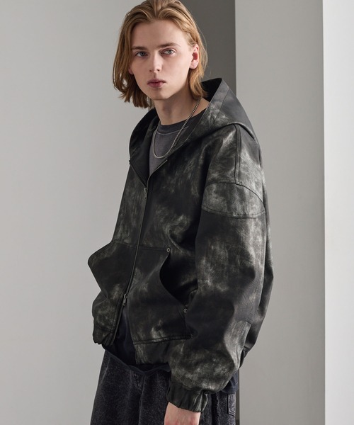 cussil(クシル)の「【cussil/クシル】ヴィンテージライク合皮フードブルゾン(ブルゾン・メンズ・ブラック/ブラウン・S/M/L)」の10枚目の写真