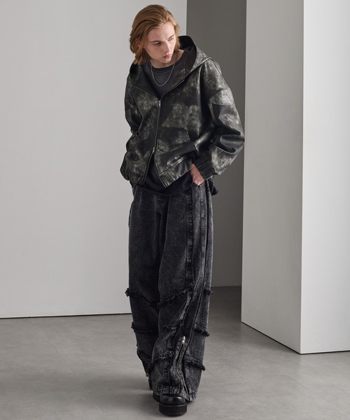 cussil(クシル)の「【cussil/クシル】ヴィンテージライク合皮フードブルゾン(ブルゾン・メンズ・ブラック/ブラウン・S/M/L)」の16枚目の写真