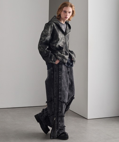 cussil(クシル)の「【cussil/クシル】ヴィンテージライク合皮フードブルゾン(ブルゾン・メンズ・ブラック/ブラウン・S/M/L)」の17枚目の写真