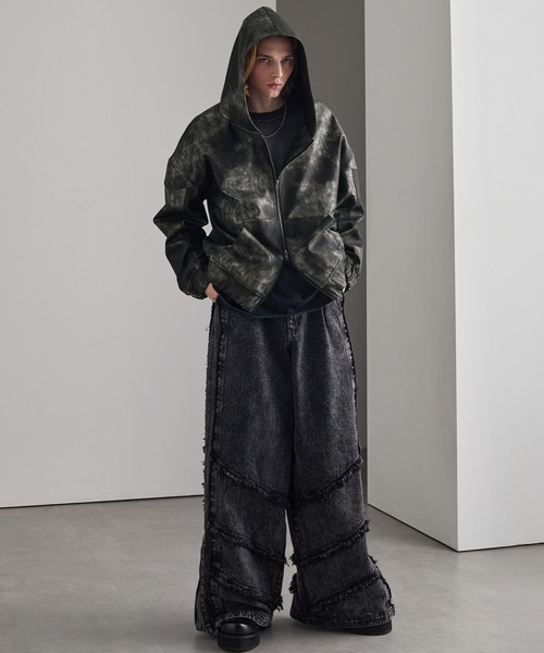 cussil(クシル)の「【cussil/クシル】ヴィンテージライク合皮フードブルゾン(ブルゾン・メンズ・ブラック/ブラウン・S/M/L)」の18枚目の写真