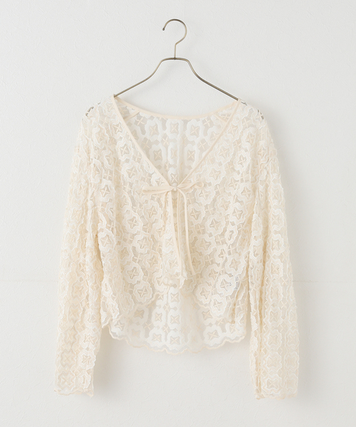 JOURNAL STANDARD(ジャーナルスタンダード)の「モチーフレースカーディガン(シャツ/ブラウス・レディース・アイボリー/ブラック・FREE)」の1枚目の写真