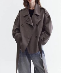 ダブルブレスト ドロップショルダー ショートトレンチコート FC26W024