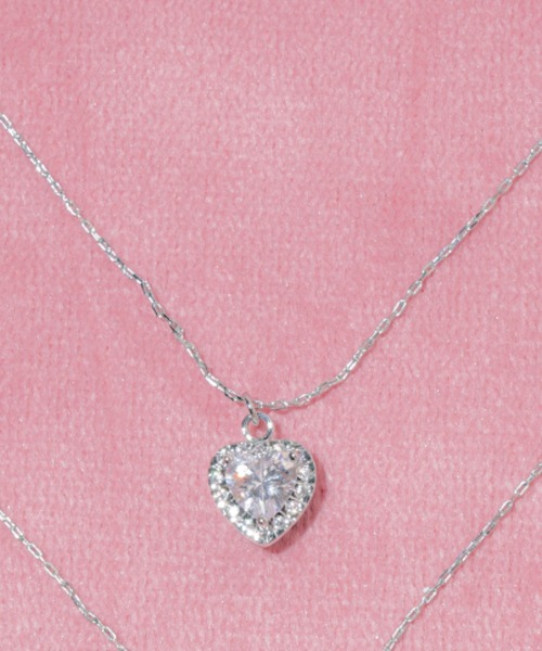 JILL by JILL STUART(ジルバイジルスチュアート)の「Cubic プチハートネックレス(ネックレス・レディース・ピンク/シルバー・FREE)」の1枚目の写真