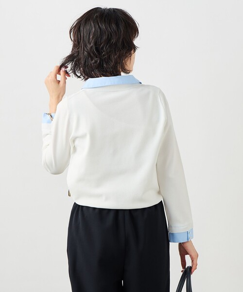 NOLLEY’S Sophi（ノーリーズソフィ）の「《手洗い可能》シャツレイヤード風スキッパーポロニット（ニット/セーター・レディース・ダークネイビー/ホワイト・38）」の22枚目の写真