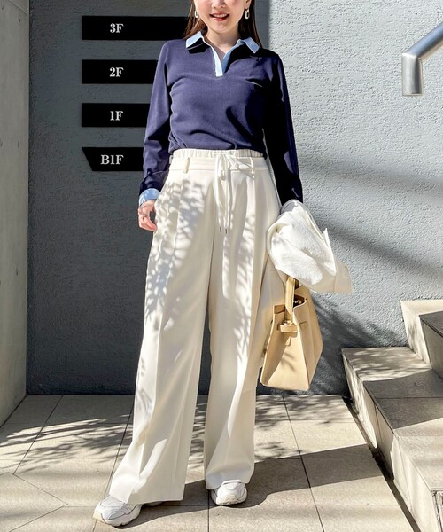 NOLLEY’S Sophi（ノーリーズソフィ）の「《手洗い可能》シャツレイヤード風スキッパーポロニット（ニット/セーター・レディース・ダークネイビー/ホワイト・38）」の21枚目の写真