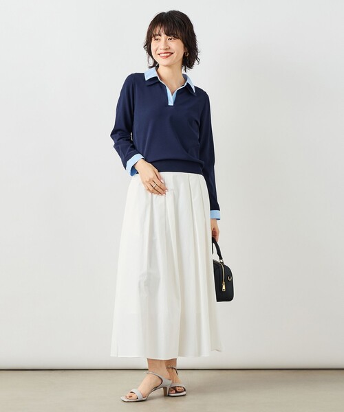 NOLLEY’S Sophi（ノーリーズソフィ）の「《手洗い可能》シャツレイヤード風スキッパーポロニット（ニット/セーター・レディース・ダークネイビー/ホワイト・38）」の19枚目の写真