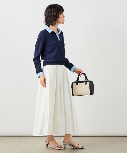 NOLLEY’S Sophi（ノーリーズソフィ）の「《手洗い可能》シャツレイヤード風スキッパーポロニット（ニット/セーター・レディース・ダークネイビー/ホワイト・38）」の16枚目の写真