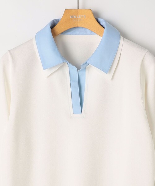 NOLLEY’S Sophi（ノーリーズソフィ）の「《手洗い可能》シャツレイヤード風スキッパーポロニット（ニット/セーター・レディース・ダークネイビー/ホワイト・38）」の10枚目の写真
