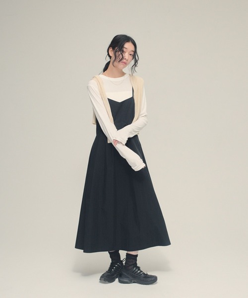 eL（エル）の「【eL】Sleek Line Cami One-piece/645558（ワンピース・レディース・オフホワイト/ブラック・FREE）」の9枚目の写真