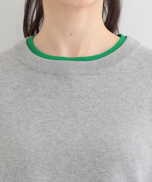 SHOO・LA・RUE(シューラルー)の「配色が上品 スウェットライクニット(ニット/セーター・レディース・アイボリー/グレー/ベビーピンク/ネイビー・01/04/03/02)」の9枚目の写真