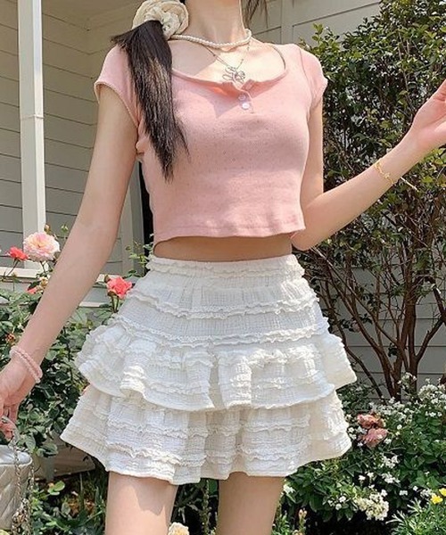 Nia(ニア)の「Nia(ニア)/レイヤード レースミニスカート(スカート・レディース・ホワイト/アイボリー/ブラック・SMALL/MEDIUM)」の15枚目の写真