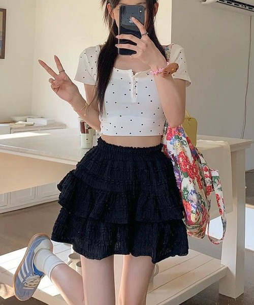 Nia(ニア)の「Nia(ニア)/レイヤード レースミニスカート(スカート・レディース・ホワイト/アイボリー/ブラック・SMALL/MEDIUM)」の16枚目の写真