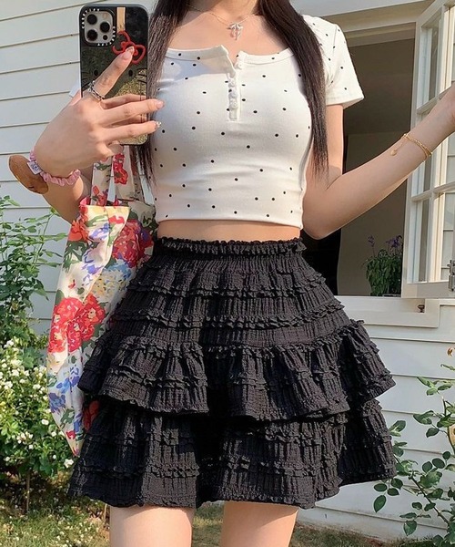Nia(ニア)の「Nia(ニア)/レイヤード レースミニスカート(スカート・レディース・ホワイト/アイボリー/ブラック・SMALL/MEDIUM)」の18枚目の写真