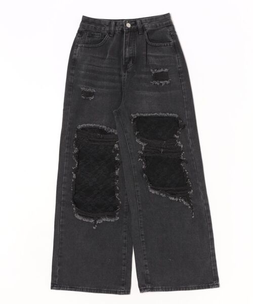 one way(ワンウェイ)の「レースダメージデニム(デニムパンツ・レディース・ブラック/ブルー・MEDIUM/LARGE)」の17枚目の写真