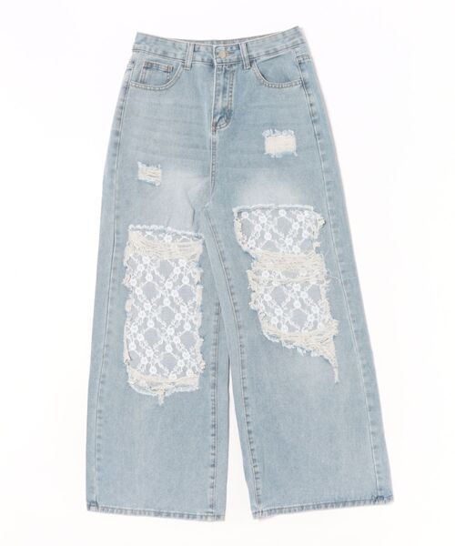 one way(ワンウェイ)の「レースダメージデニム(デニムパンツ・レディース・ブラック/ブルー・MEDIUM/LARGE)」の18枚目の写真
