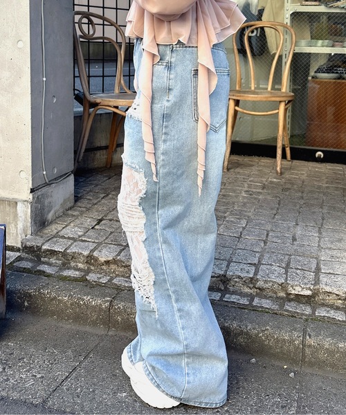 one way（ワンウェイ）の「レースダメージデニム（デニムパンツ・レディース・ブラック/ブルー・MEDIUM/LARGE）」の19枚目の写真